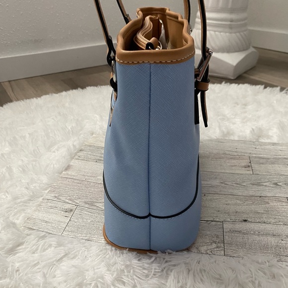 Giani Bernini Saffiano Leather Tote Handbag Blue Brown New - Picture 3 of 10